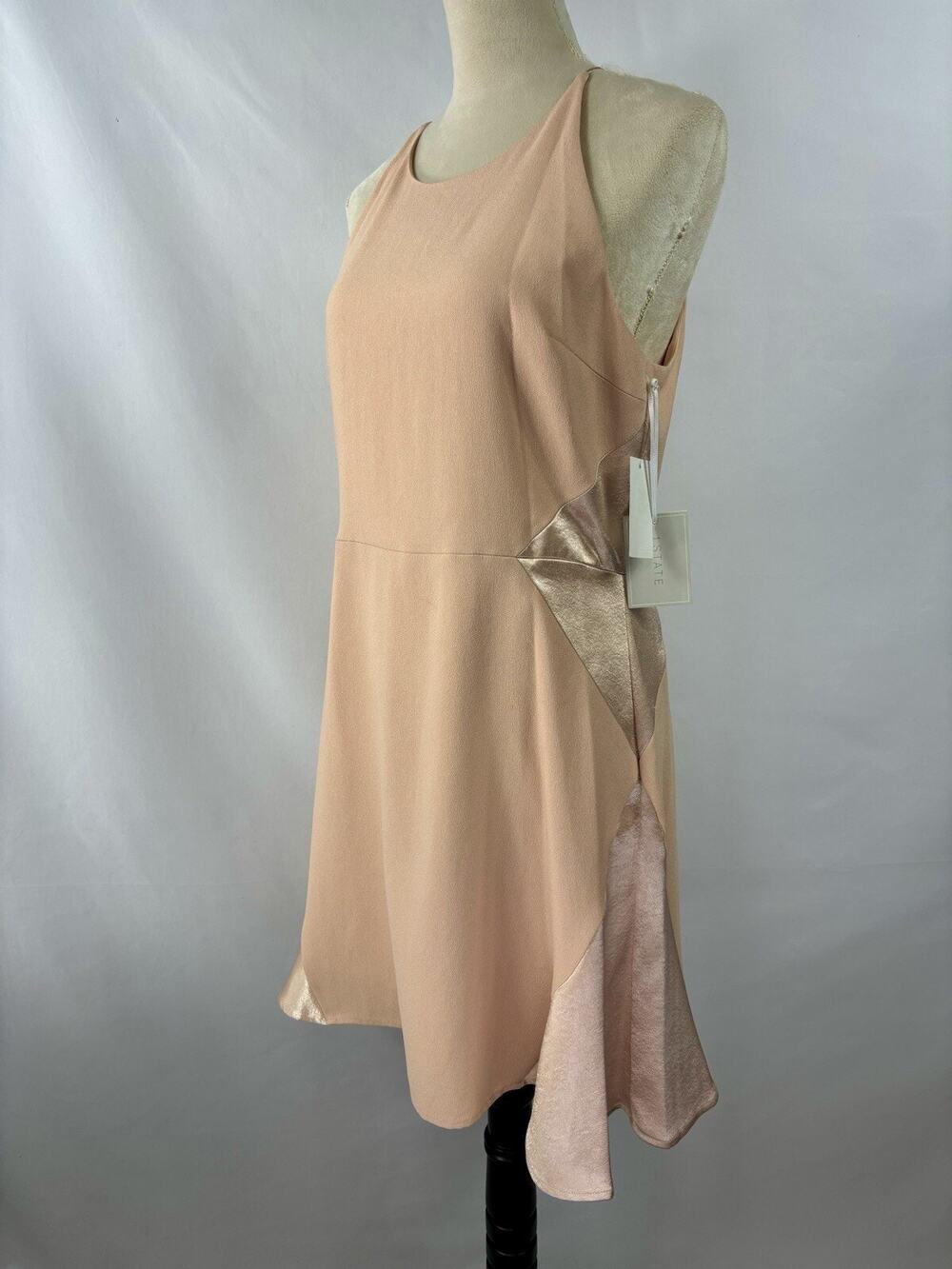 1.State NWT Midnight Soiree Cocktail Dress Peach Blush Rosewater Gold Large